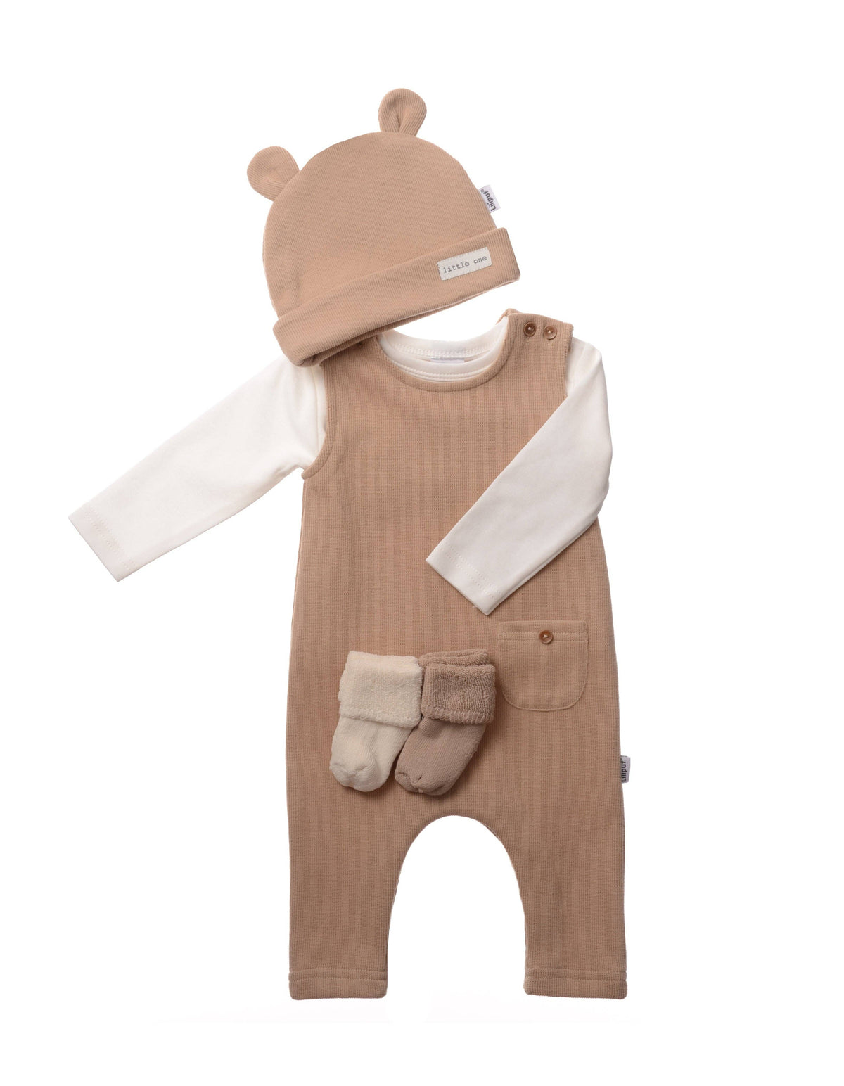 Rib-knit set in beige, 5-piece