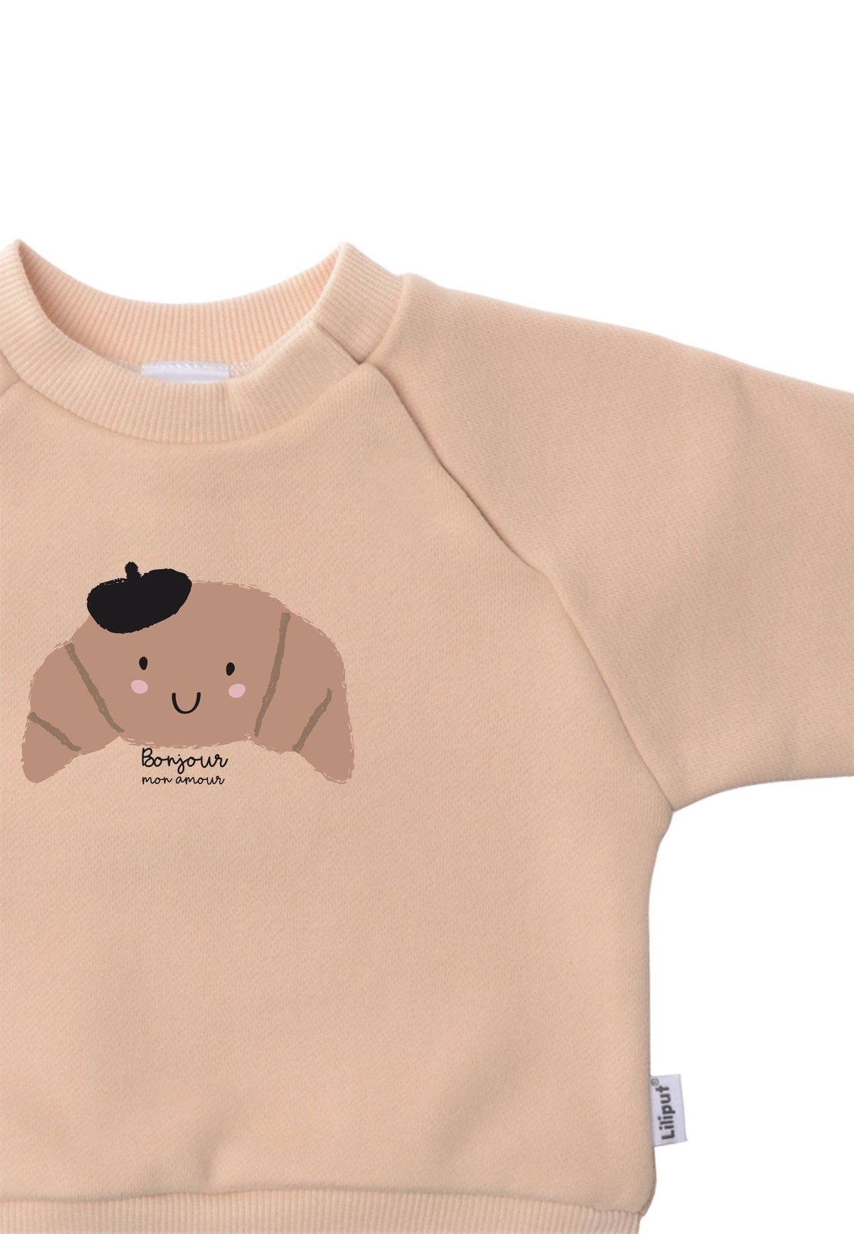 Beige sweatshirt with croissant print